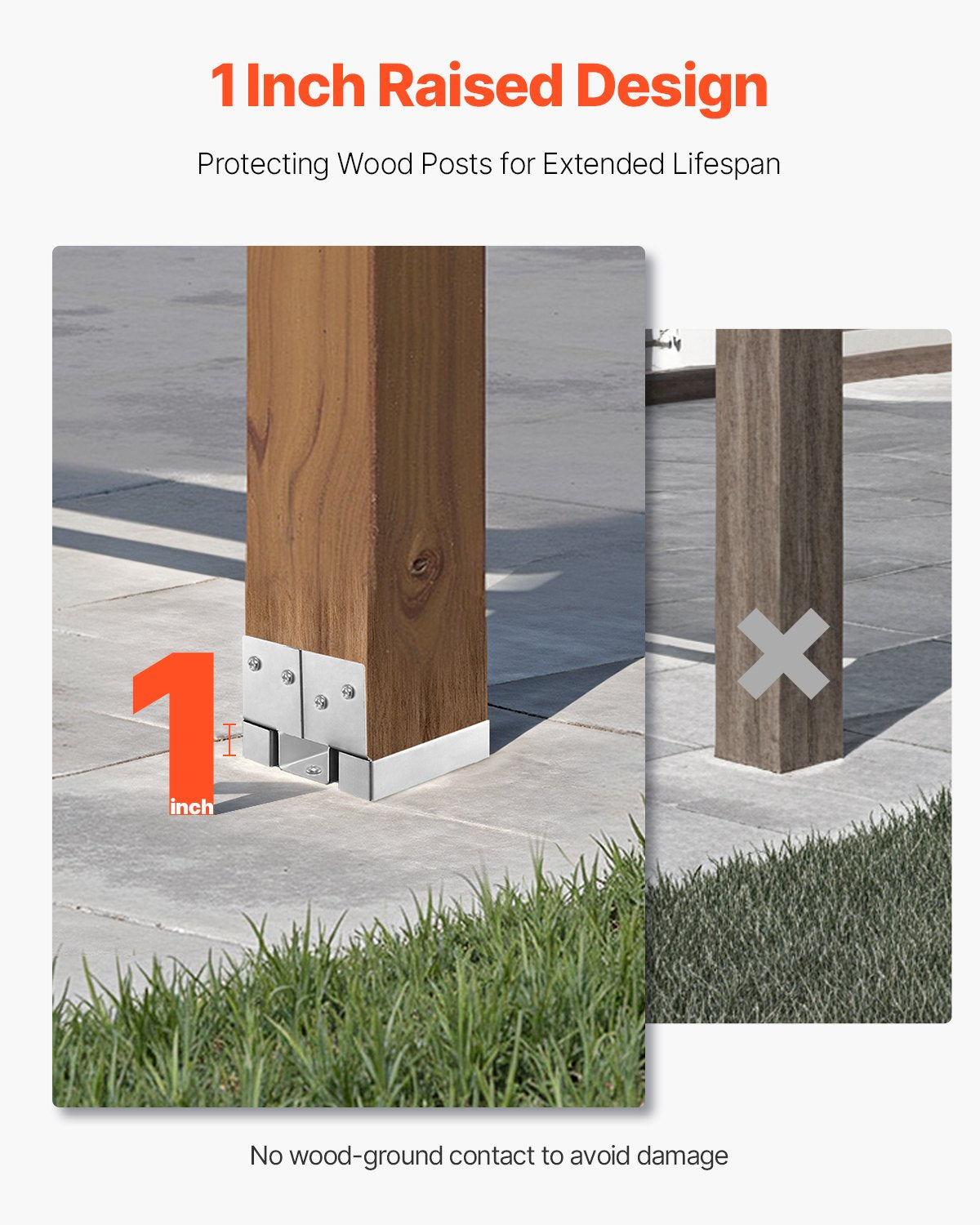 10 Pcs Post Base Brackets for Wooden Posts - Concrete Support Anchors, Silver