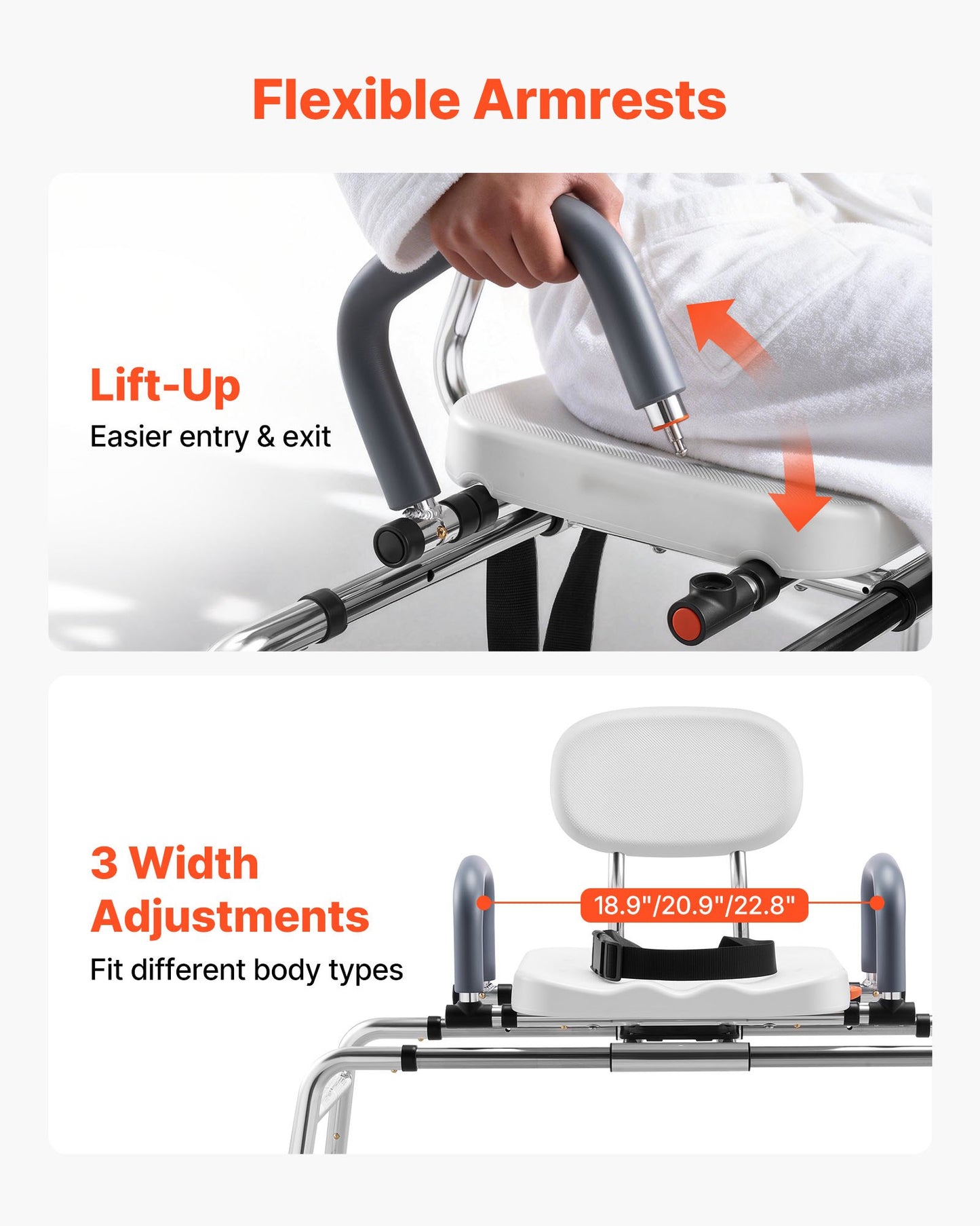 Sliding Shower Chair with Swivel Seat & Adjustable Height - Heavy Duty Handicap Bath Bench