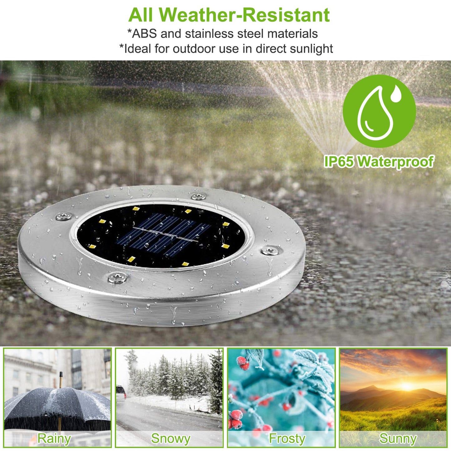 4-Pack Solar Ground Path Lights Waterproof Outdoor Lawn Driveway Lighting