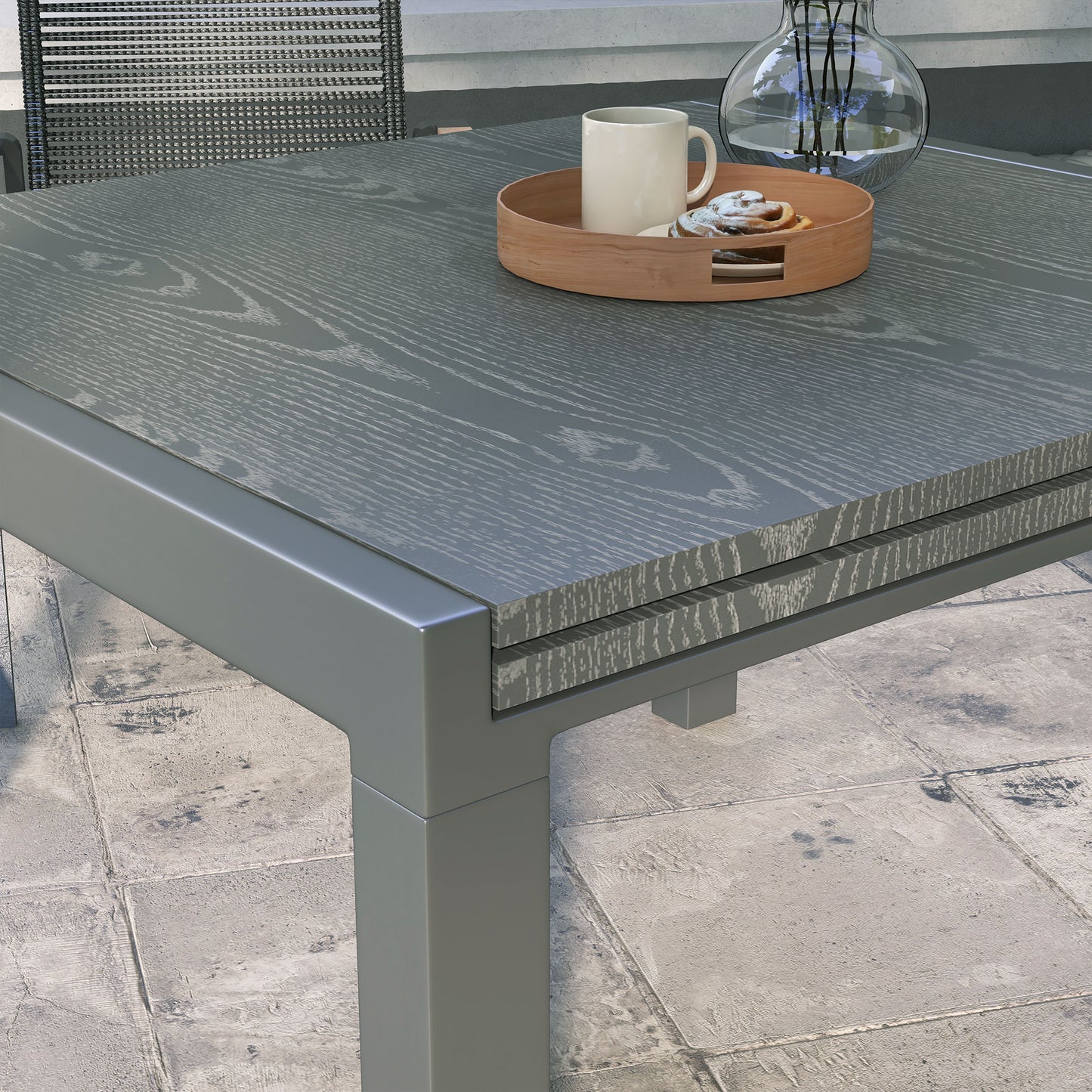 Rectangular Patio Dining Table for 6-8 People - Dark Gray