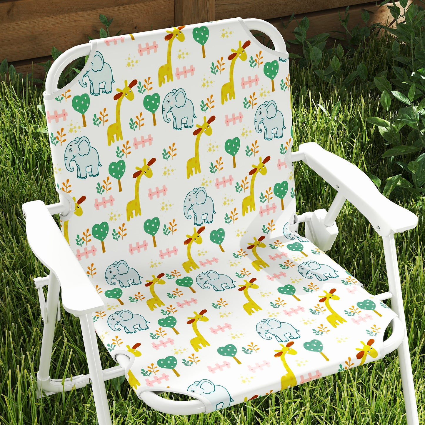Kids Picnic Table and Chair Set with Removable Umbrella - White