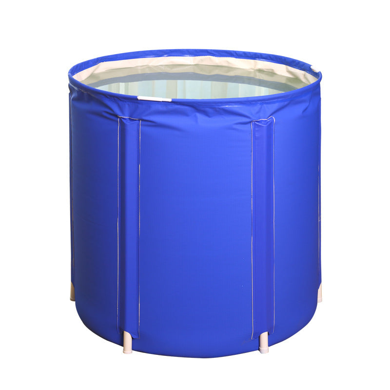 Folding Blue Starry Sky Bath Bucket - Inflatable Nylon Bathroom Storage