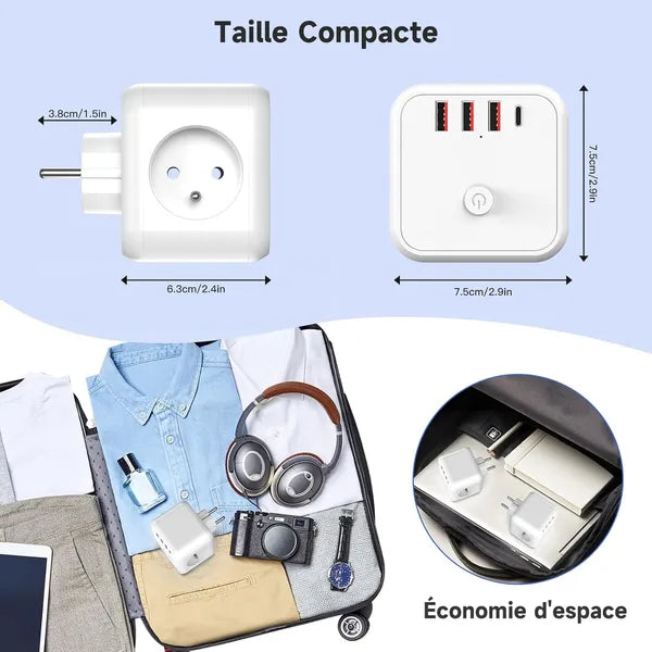 7-in-1 Multi-Function Electrical Socket Adapter 250V 4000W EU Plug USB-C