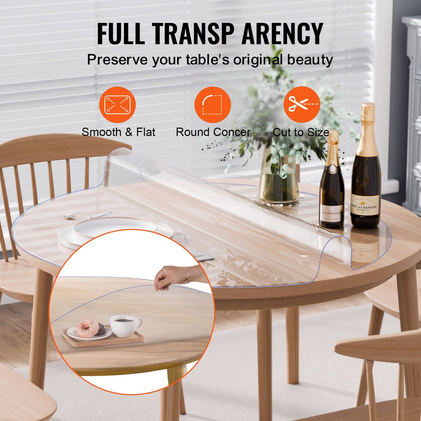 Clear PVC Table Protector - 42 Inch Round, 2.0mm Thick