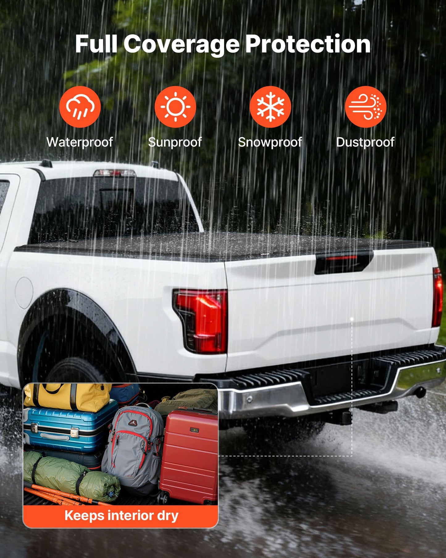 Hard Tri-Fold Truck Bed Tonneau Cover for Ford F150 2015-2025 Waterproof Fiberglass