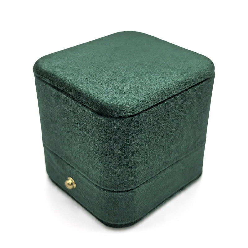 Velvet Ring Box with Gold Buckle - Rounded Jewelry Storage Organizer