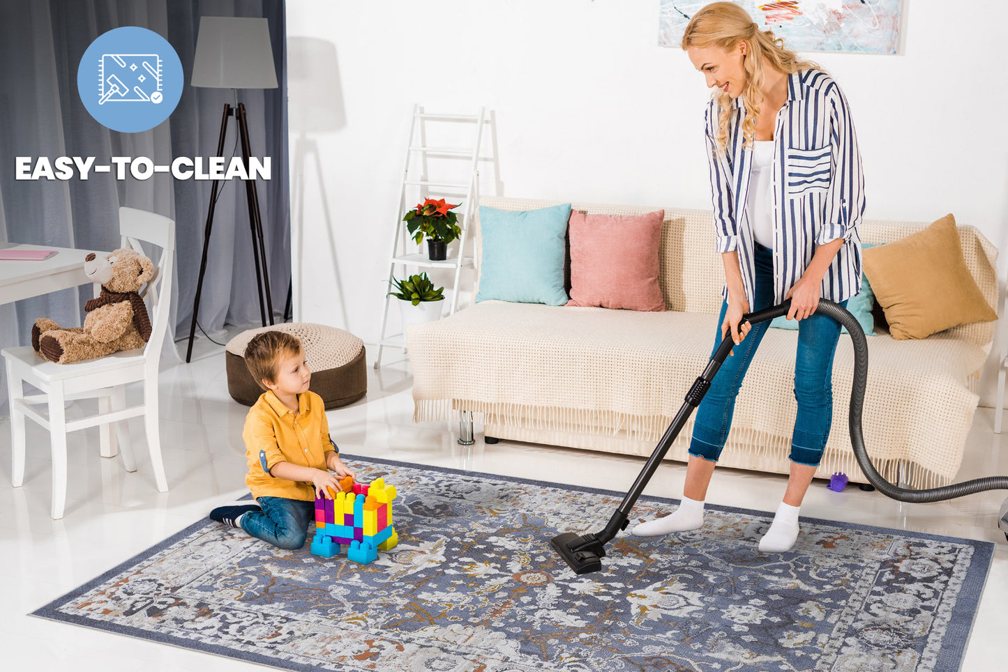 PAYAS 2X3 Blue Traditional Doormat Rug