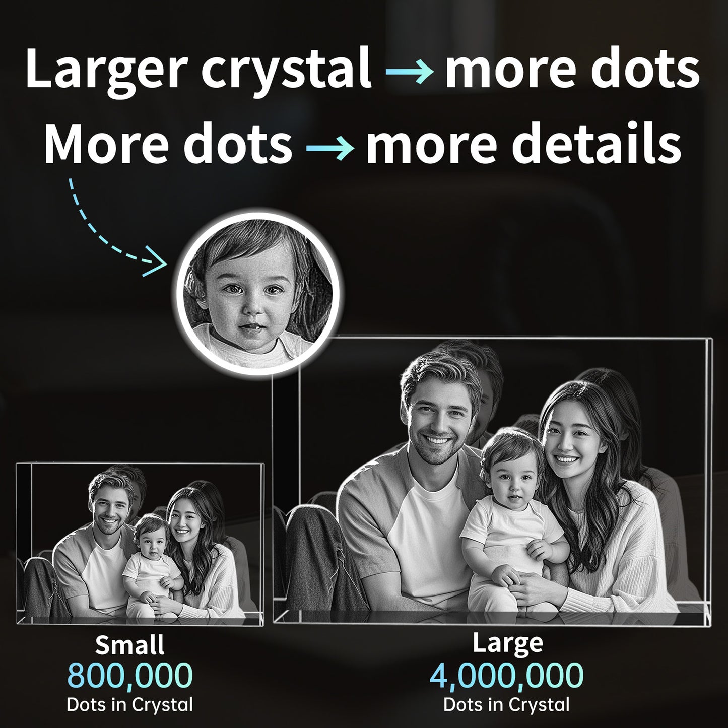 Personalized 3D Crystal Photo Cube - Custom Engraved Gift