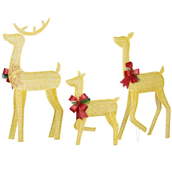 Lighted Christmas Reindeer Family Set - 3-Piece Outdoor Decor