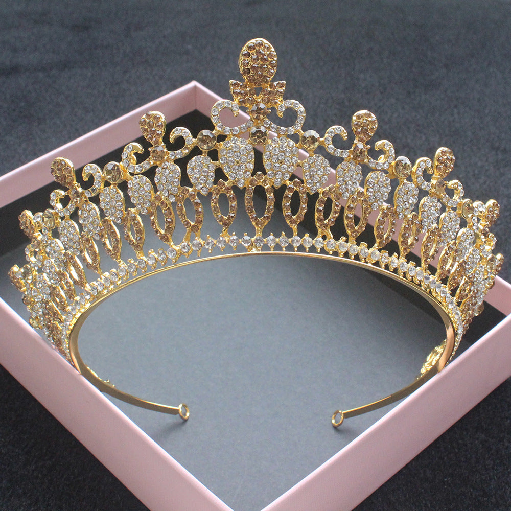 Baroque Rhinestone Crown Hair Accessory - European Style