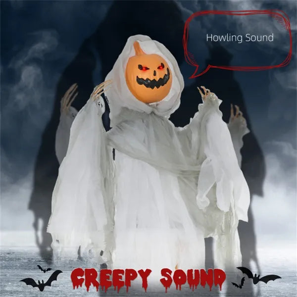 Pumpkin Ghost Halloween Decoration with Sound Activation
