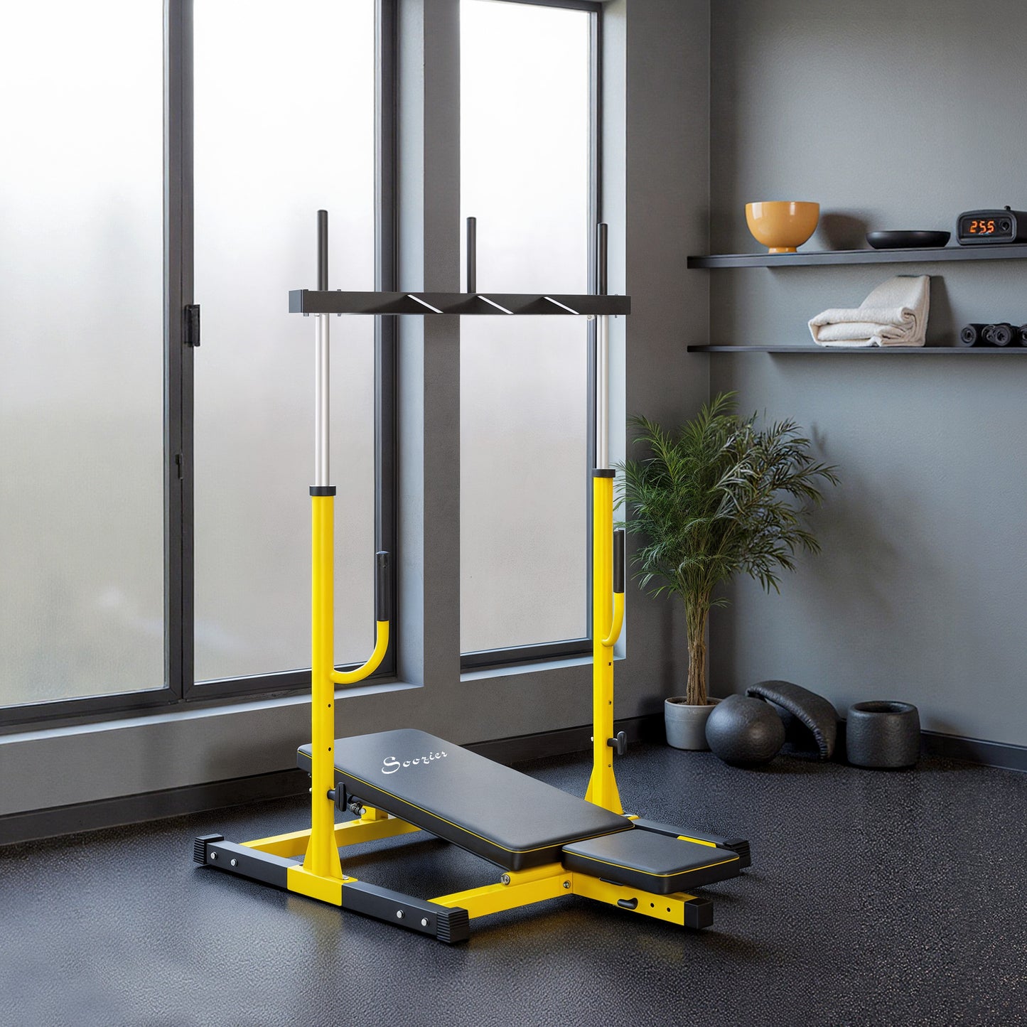 Adjustable Vertical Leg Press Machine for Home Gym - Yellow