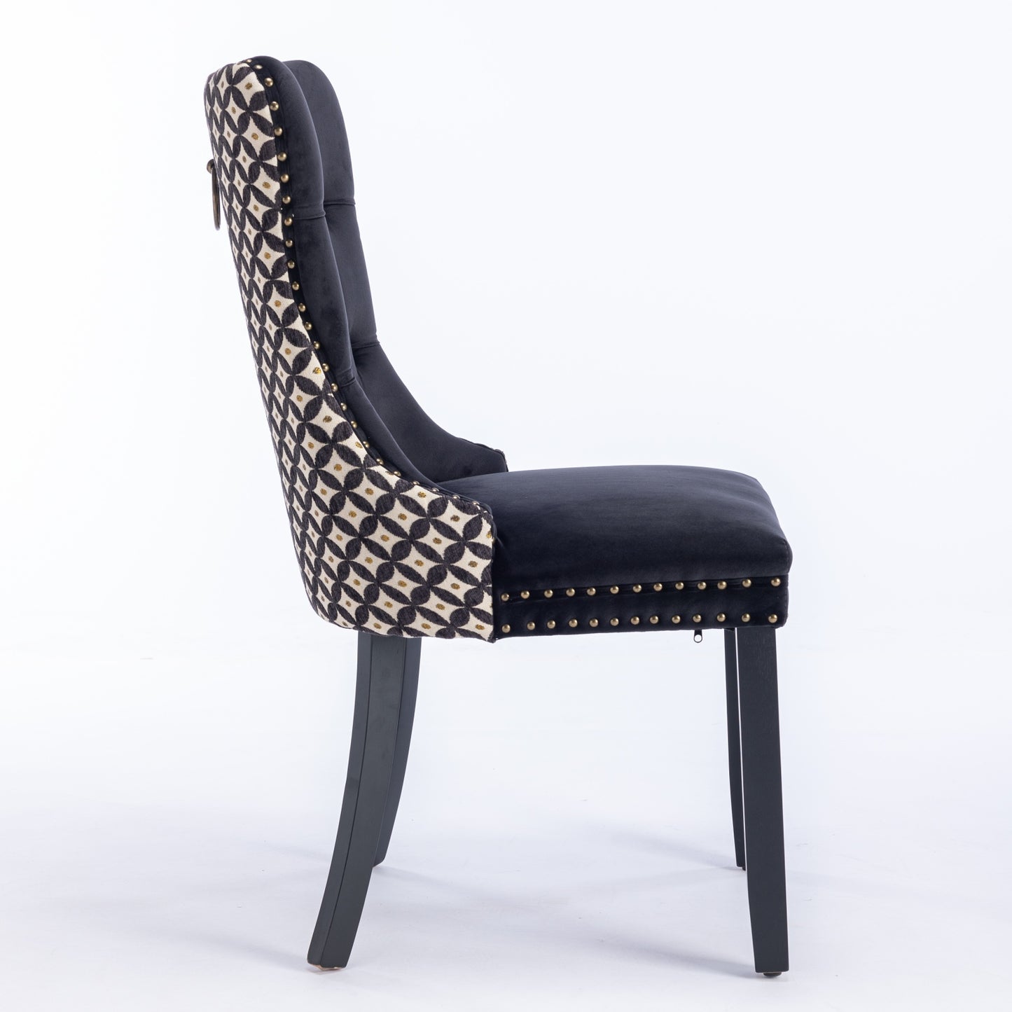 Luxury Velvet Dining Chairs Set of 2 - Black & Patterned