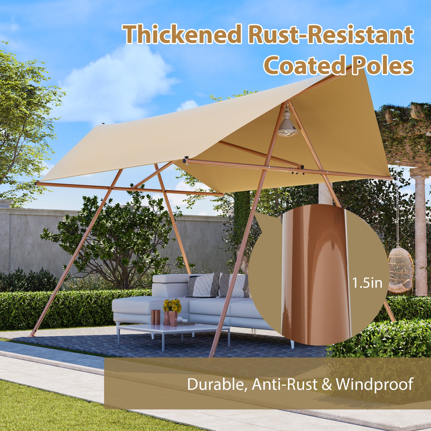 Hexagonal Shade Sail Canopy, Large 206 X118 UV Block Sun With UPF 50