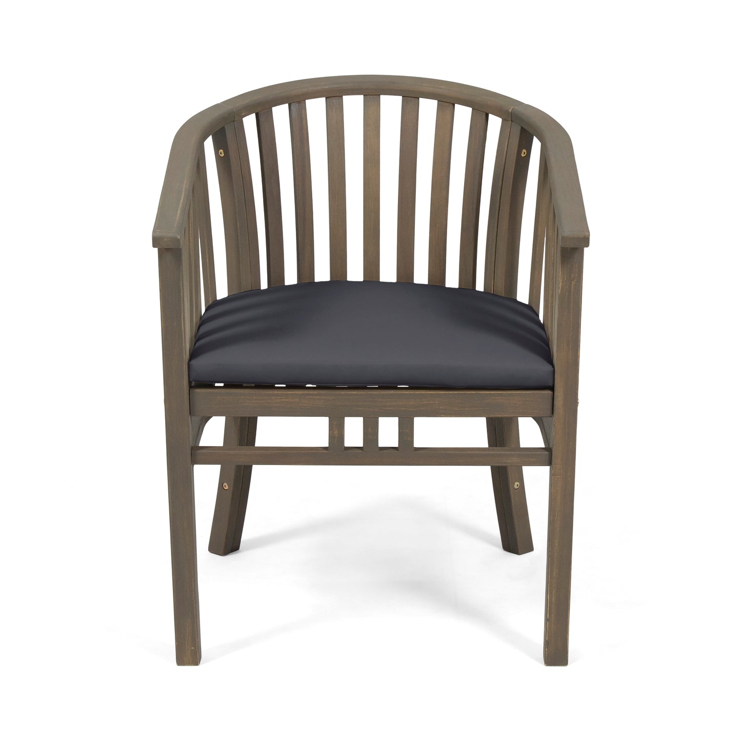 Outdoor Dining Chairs Set of 2 with Cushions - Dark Grey Acacia Wood