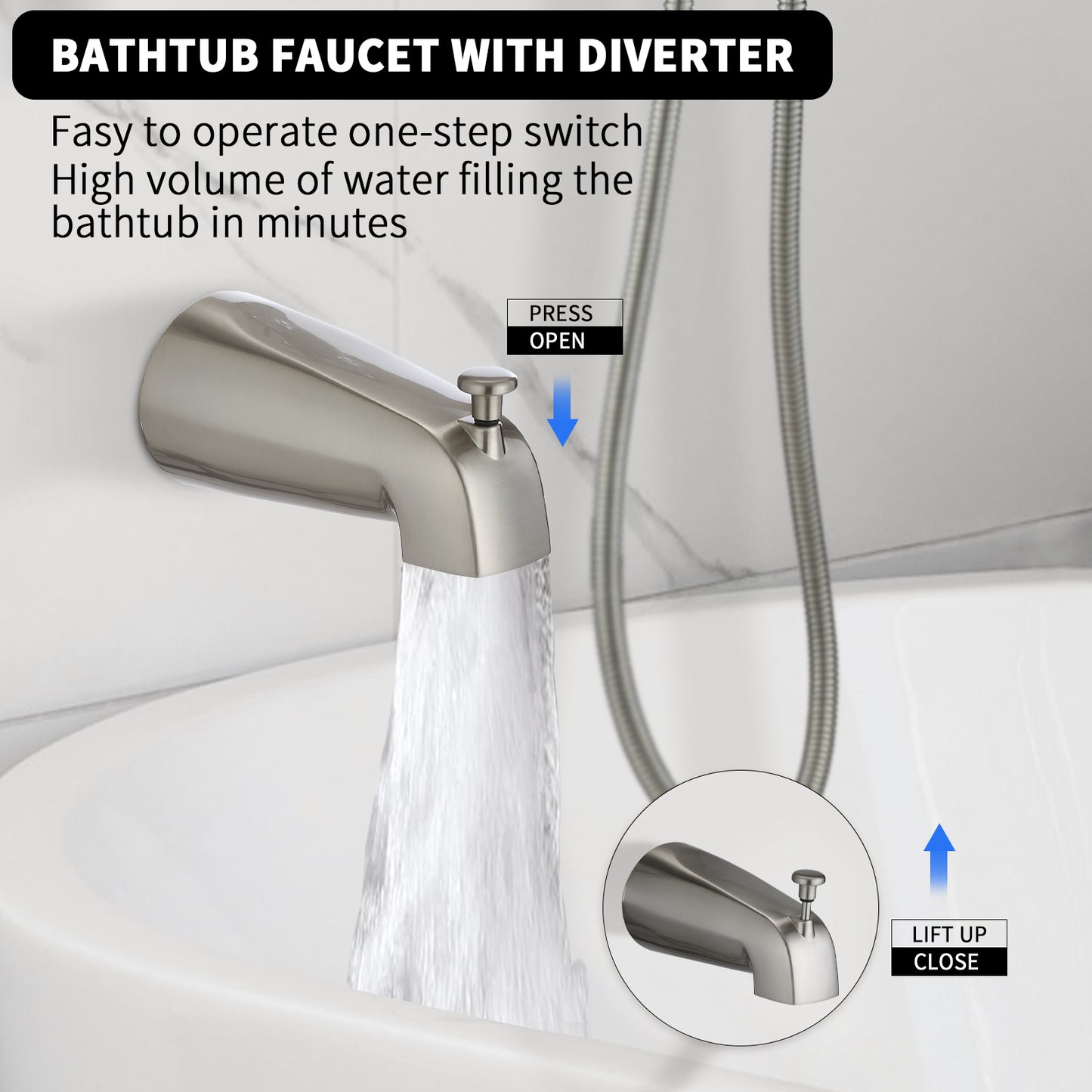 Tool-Free Shower Combo with 7 Spray Settings - Brushed Nickel