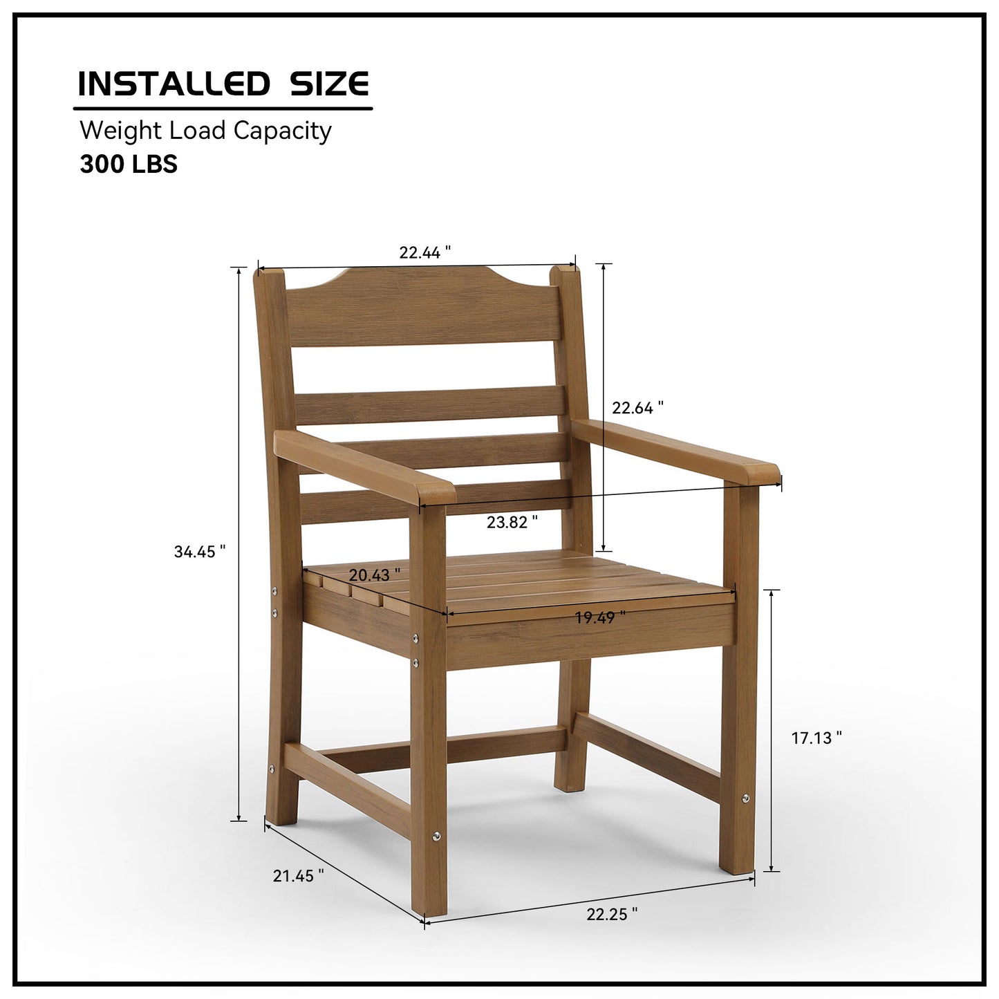 Patio Dining Chairs Set of 2 - Light Teak, Weather Resistant