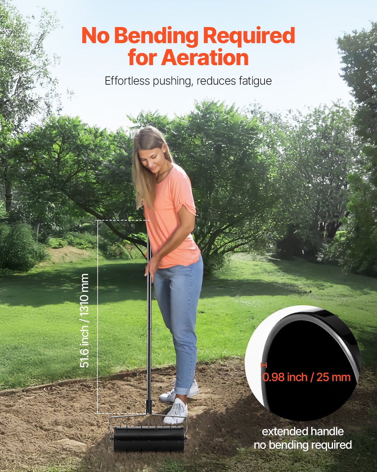 Heavy-Duty Manual Lawn Aerator with 27 Iron Spikes - 18-Inch Garden Tool