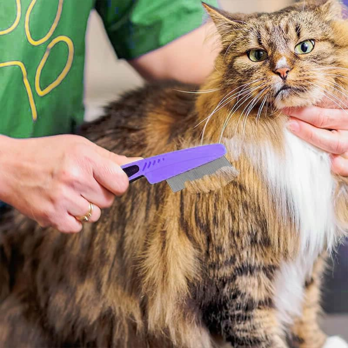 Pet Flea and Tick Comb with Rubber Handle - Fine Tooth Grooming Tool for Dogs & Cats