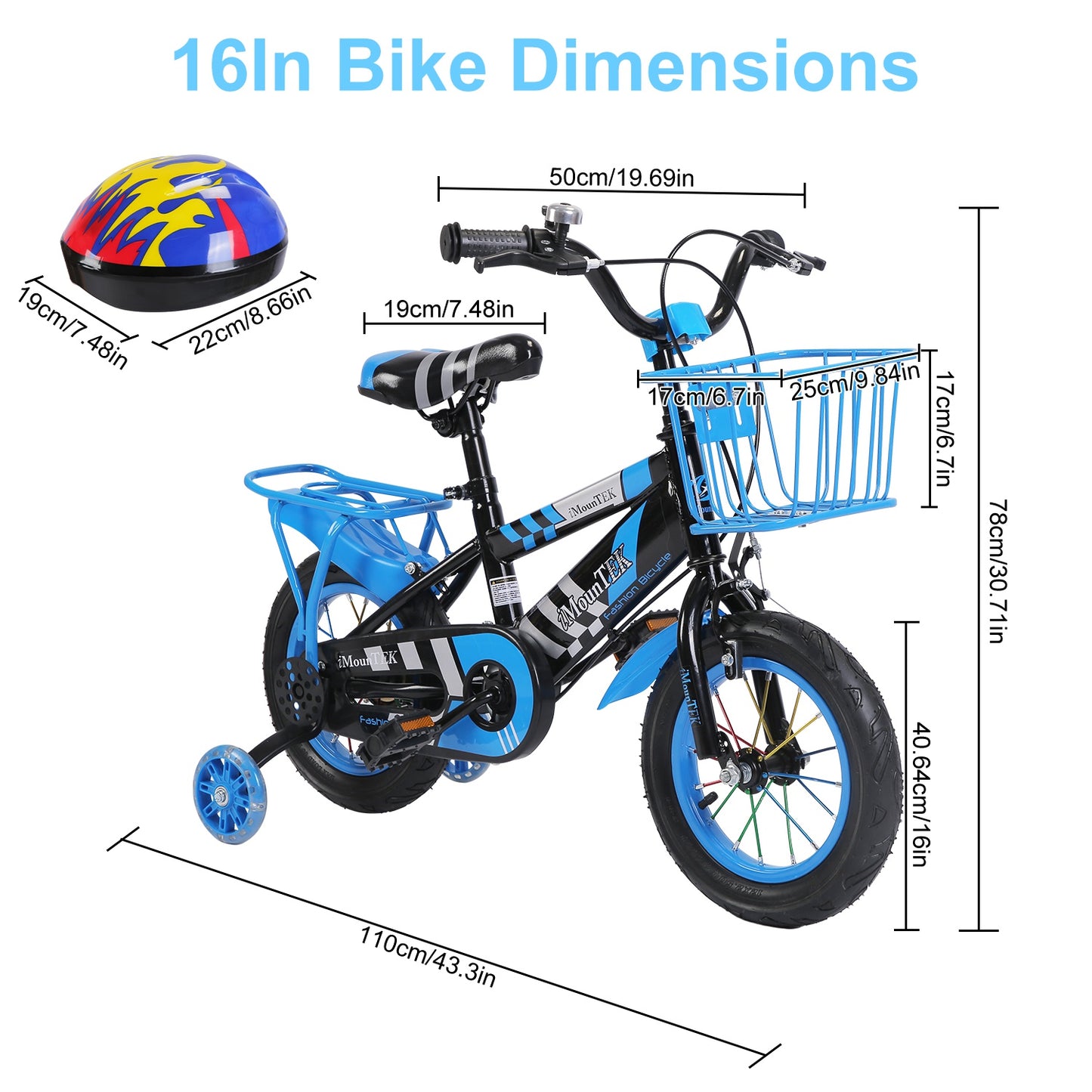 Kids Bicycle with Training Wheels and Helmet - Multiple Sizes