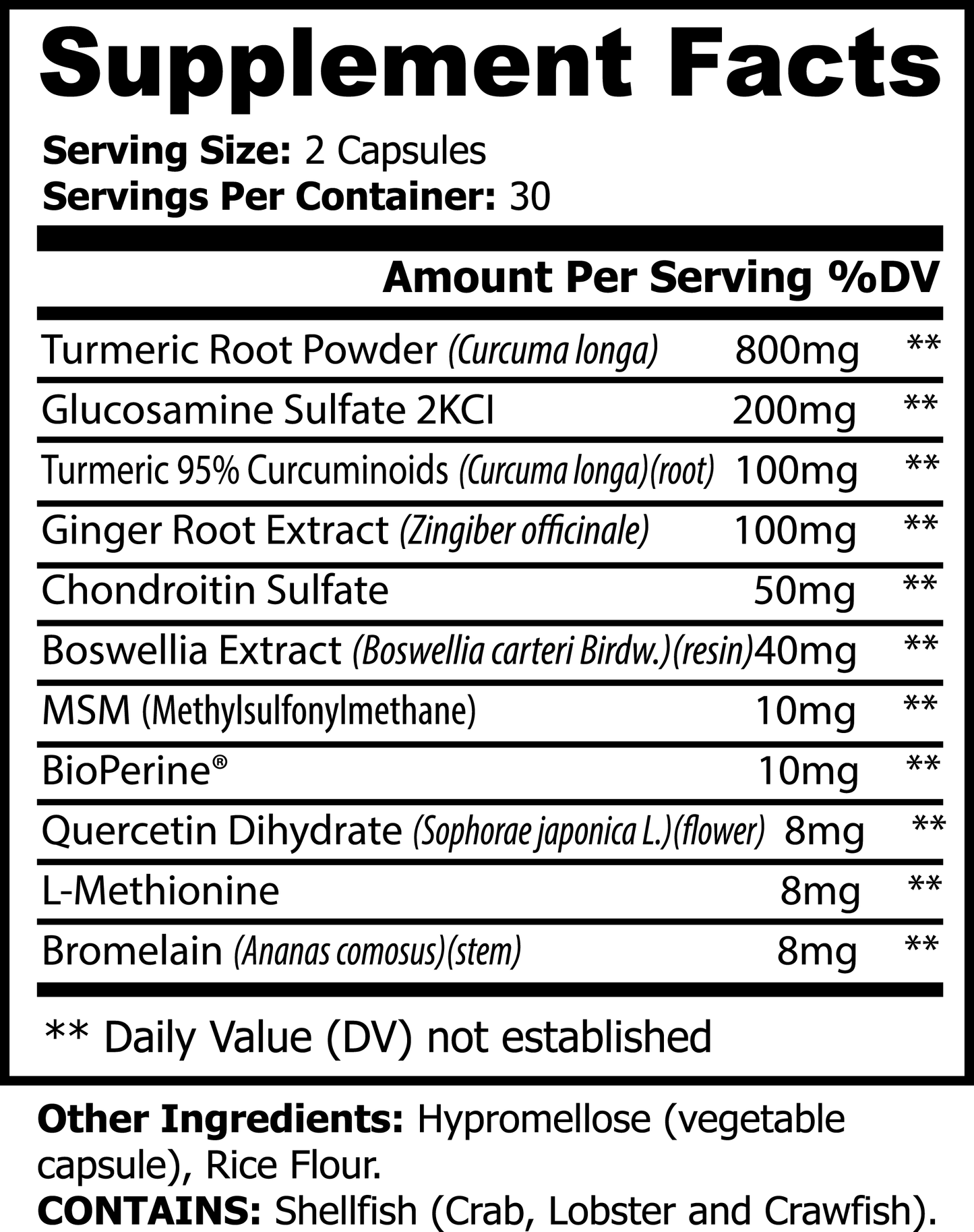 Platinum Turmeric Joint Support Supplement - 60 Capsules with Glucosamine