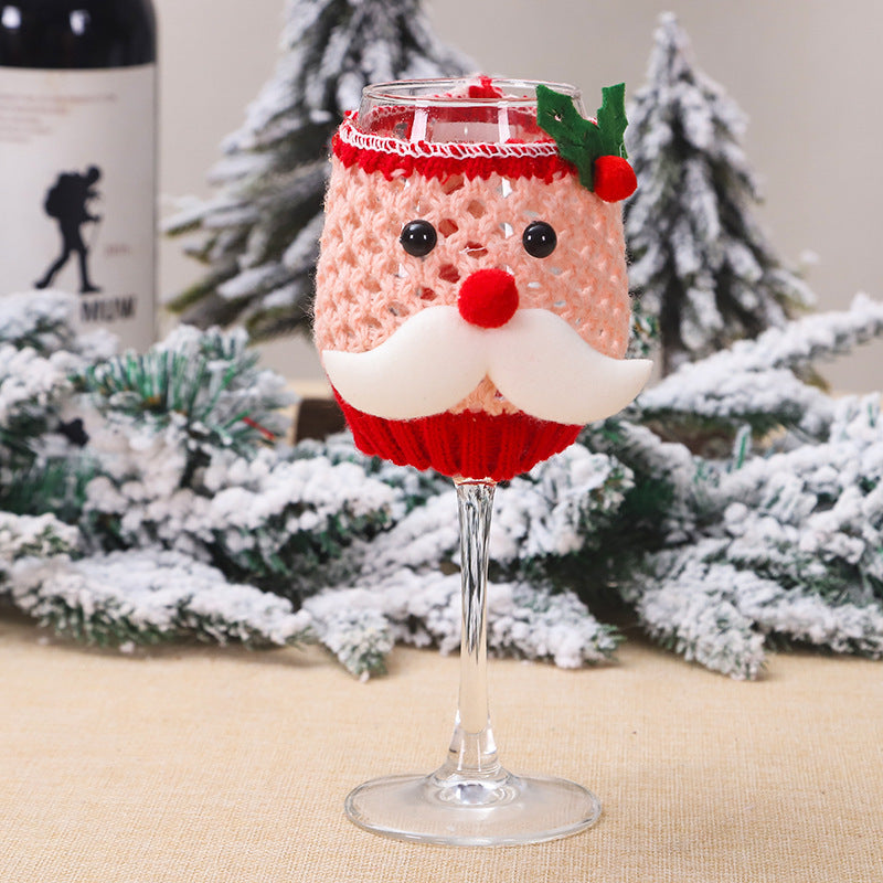 Christmas Wool Wine Cup Cover - Knitted Drink Sleeve for Holiday Gifts