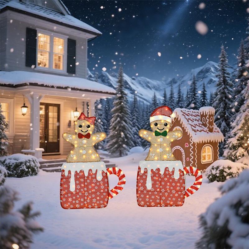 Gingerbread Man Decorative Lights - Warm White LED - 40 & 42 Inch