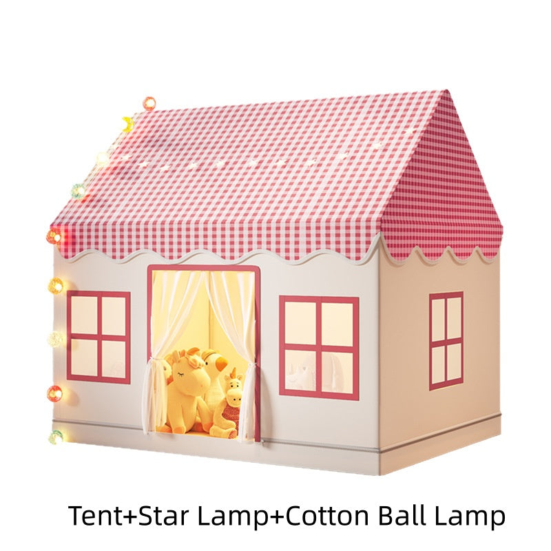 Children's Indoor Princess Tent with Star & Cotton Ball Lamps - Toddler Playhouse for Kids 4-6 Years
