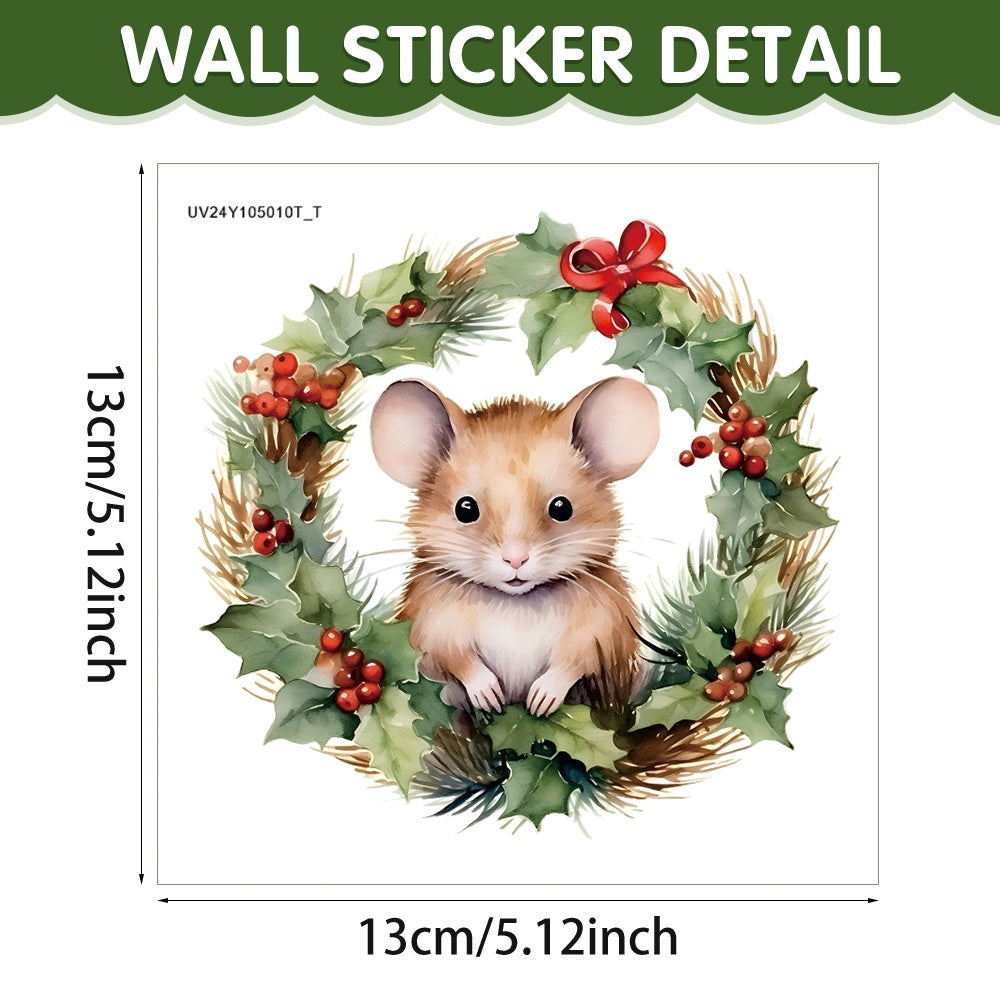 Christmas Cartoon Animal Mouse Hole Wall Sticker - Festive Decor for Home & Garden