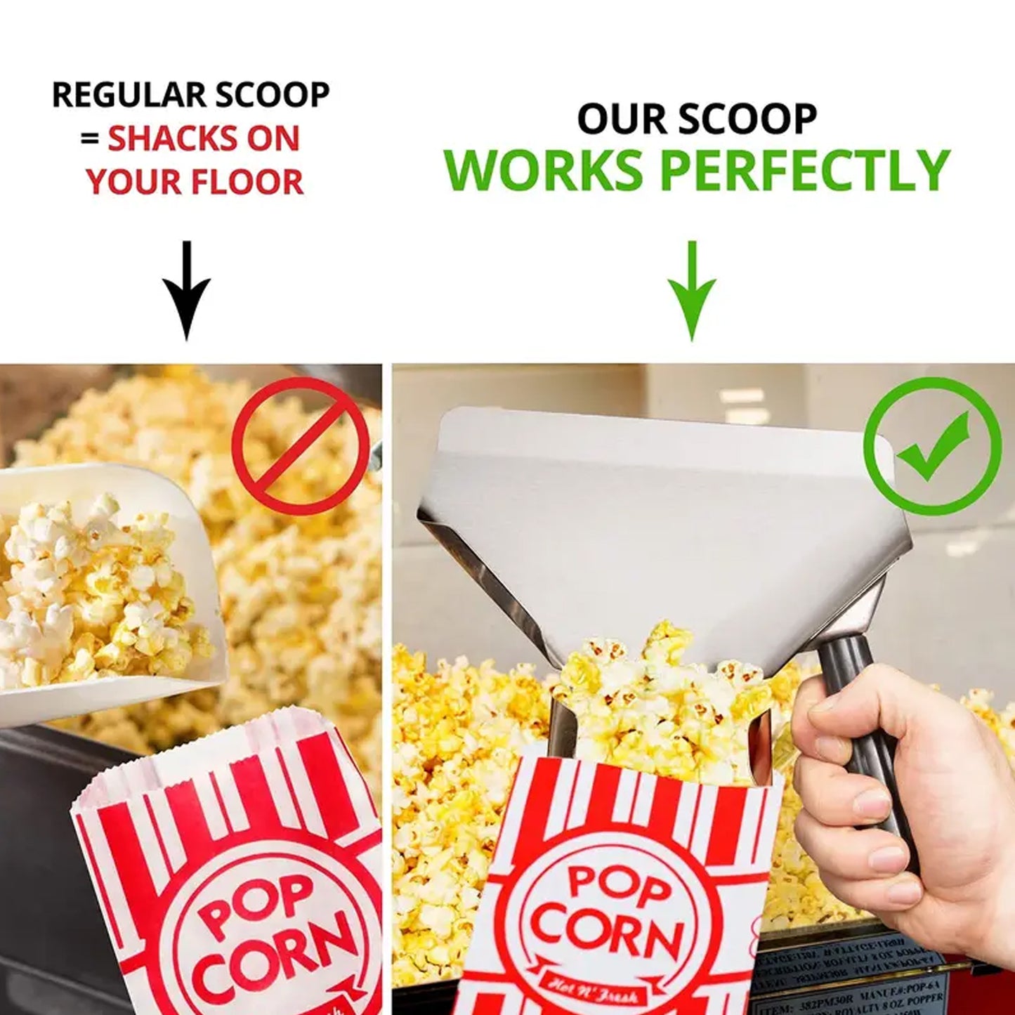 50 Pcs Red and White Striped Paper Popcorn Bags - Individual Serving Size