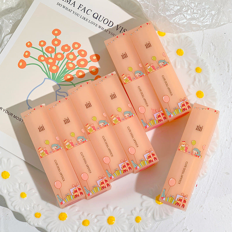 Moisturizing Waterproof Lipstick with Apricot Orange Square Texture - Clear Finish