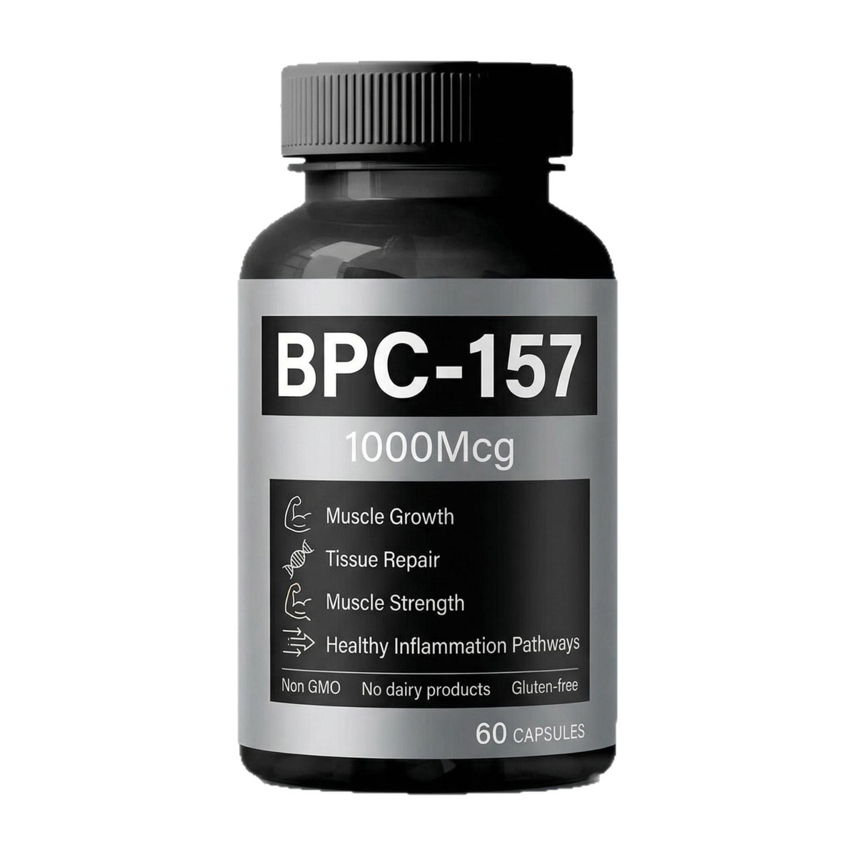 Health Capsules 60 Count - Black Bottle with Black Cap - CJ