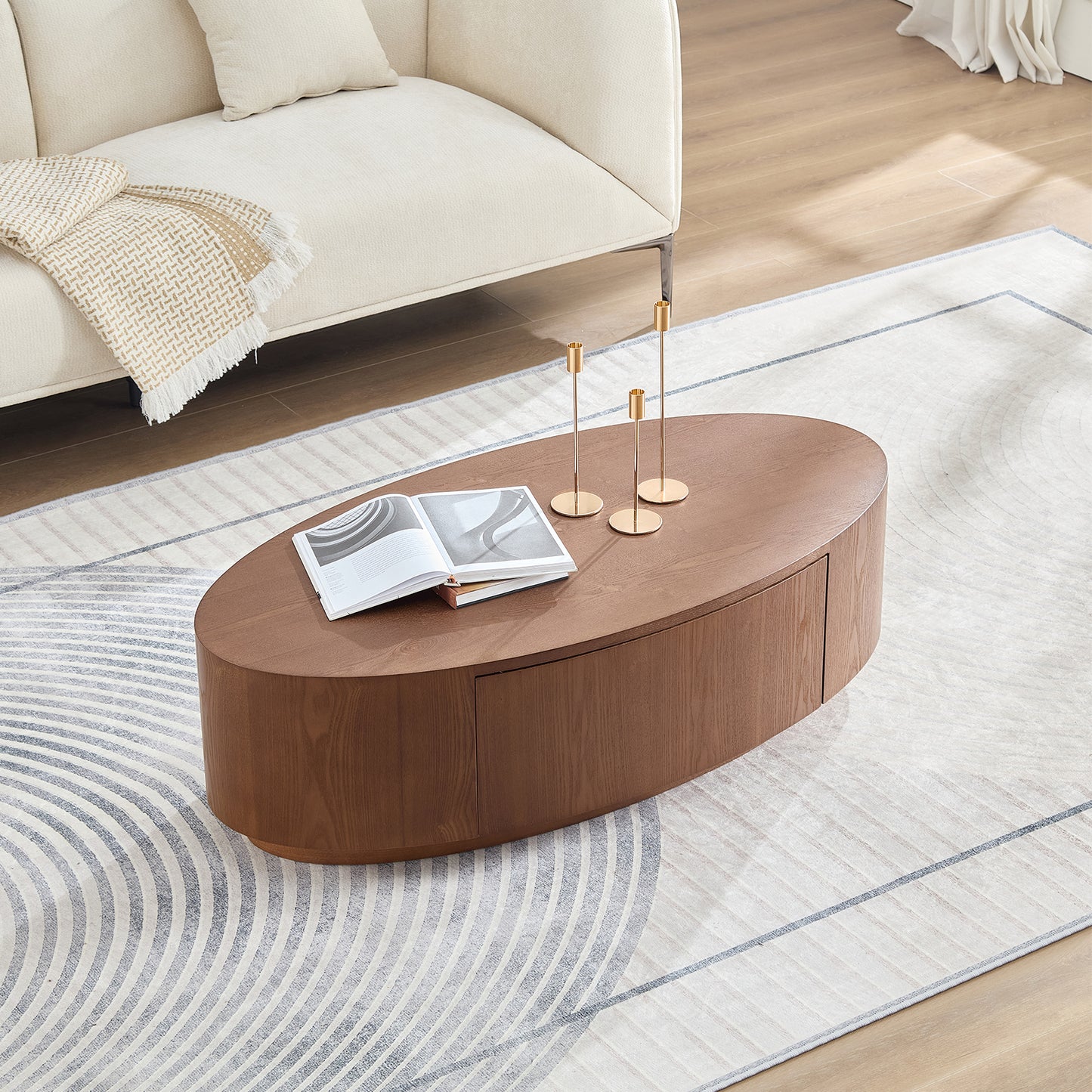 Modern Luxury Oval Coffee Table, Elegant Living Room Accent Piece,No