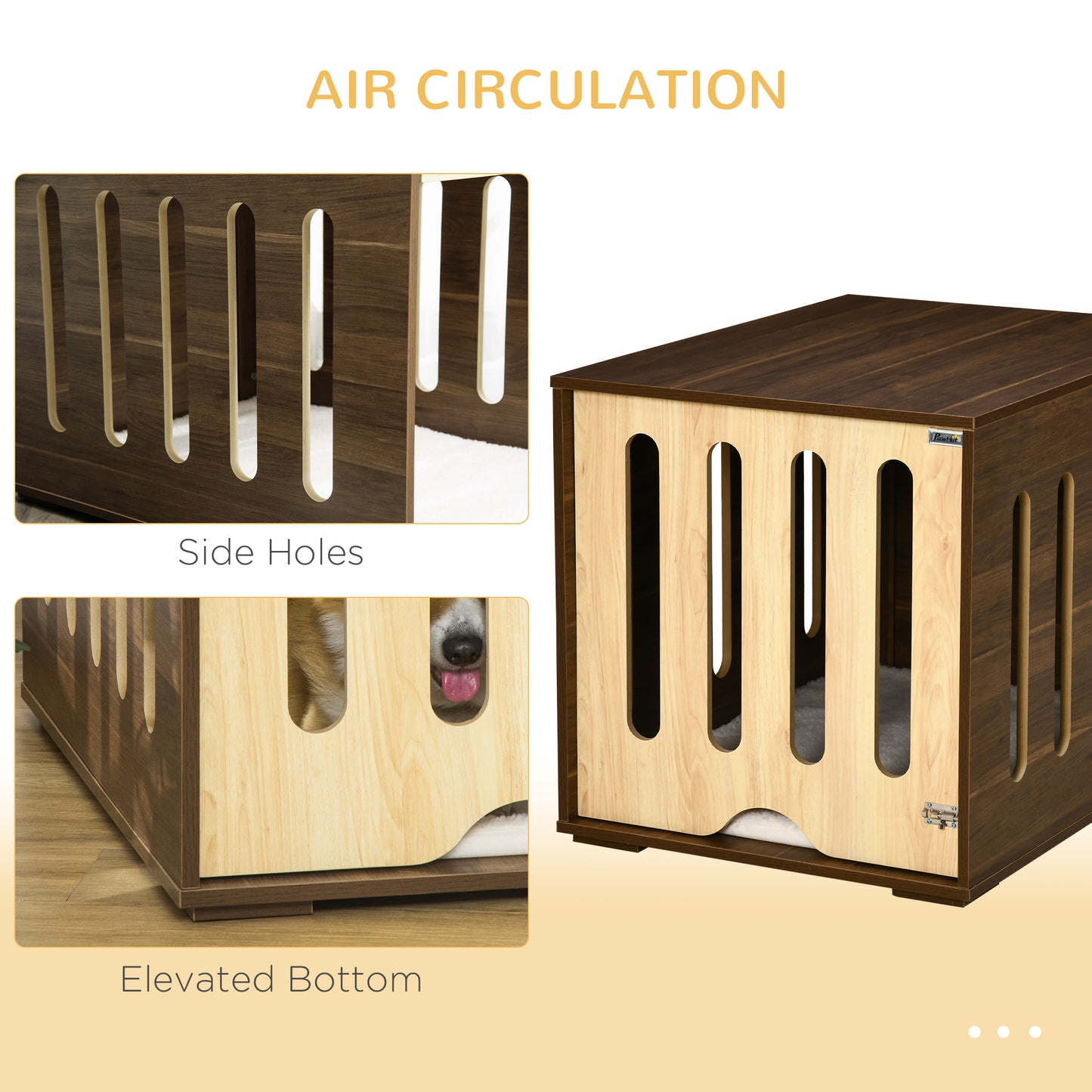 Furniture Style Dog Crate End Table with Removable Foam Cushion - Brown
