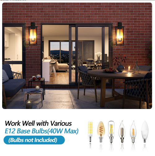 Outdoor Wall Lanterns - Modern Black Metal Frame with Clear Glass, Weatherproof Porch Sconces, No Bulbs