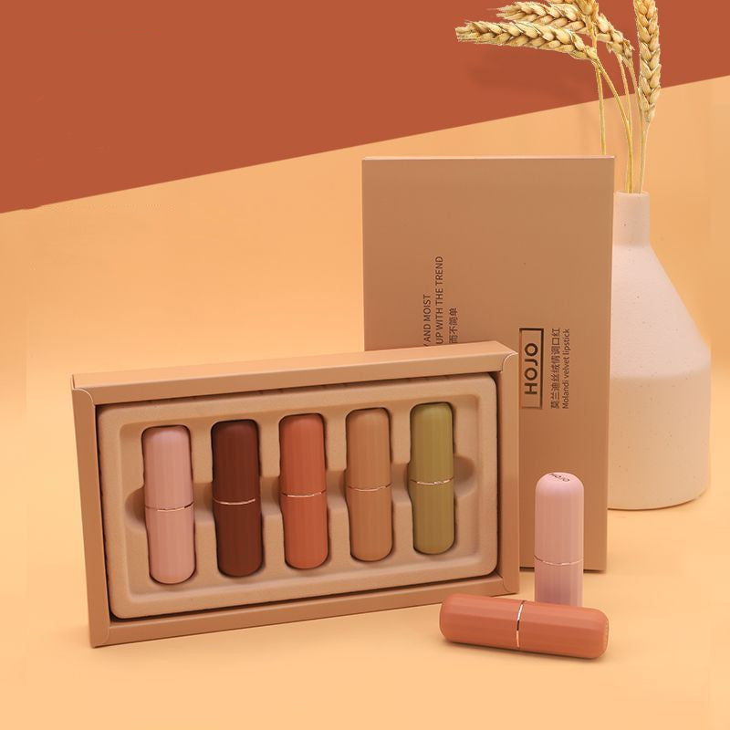 Moisturizing Velvet Lipstick Set - 5 Colors, Hydrating & Non-Greasy