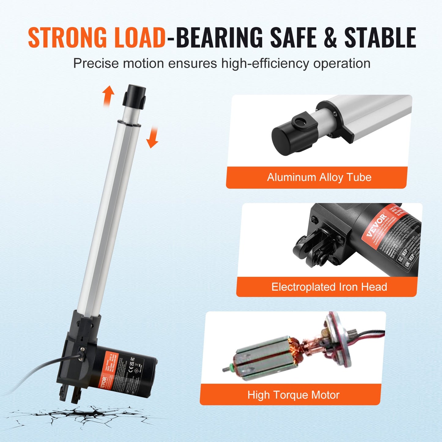 12V Heavy Duty Linear Actuator 12 Inch 1320lbs/6000N with Mounting Bracket