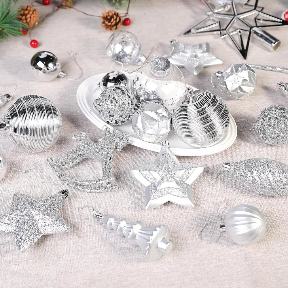 100pcs Shatterproof Christmas Tree Ornaments - Decorative Baubles