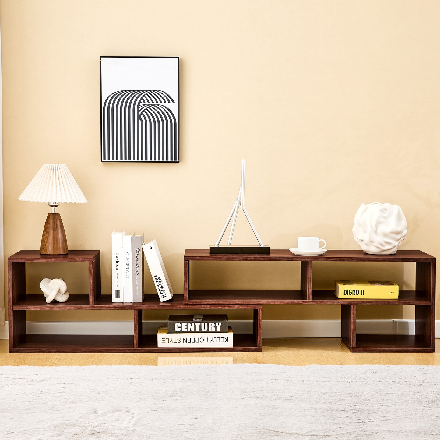 Modular Dark Walnut TV Stand - Adjustable Media Console