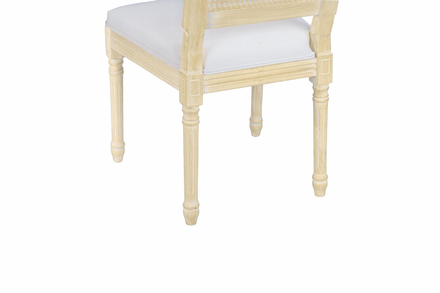 French Country Dining Chairs - Set of 2 Upholstered Rattan Back