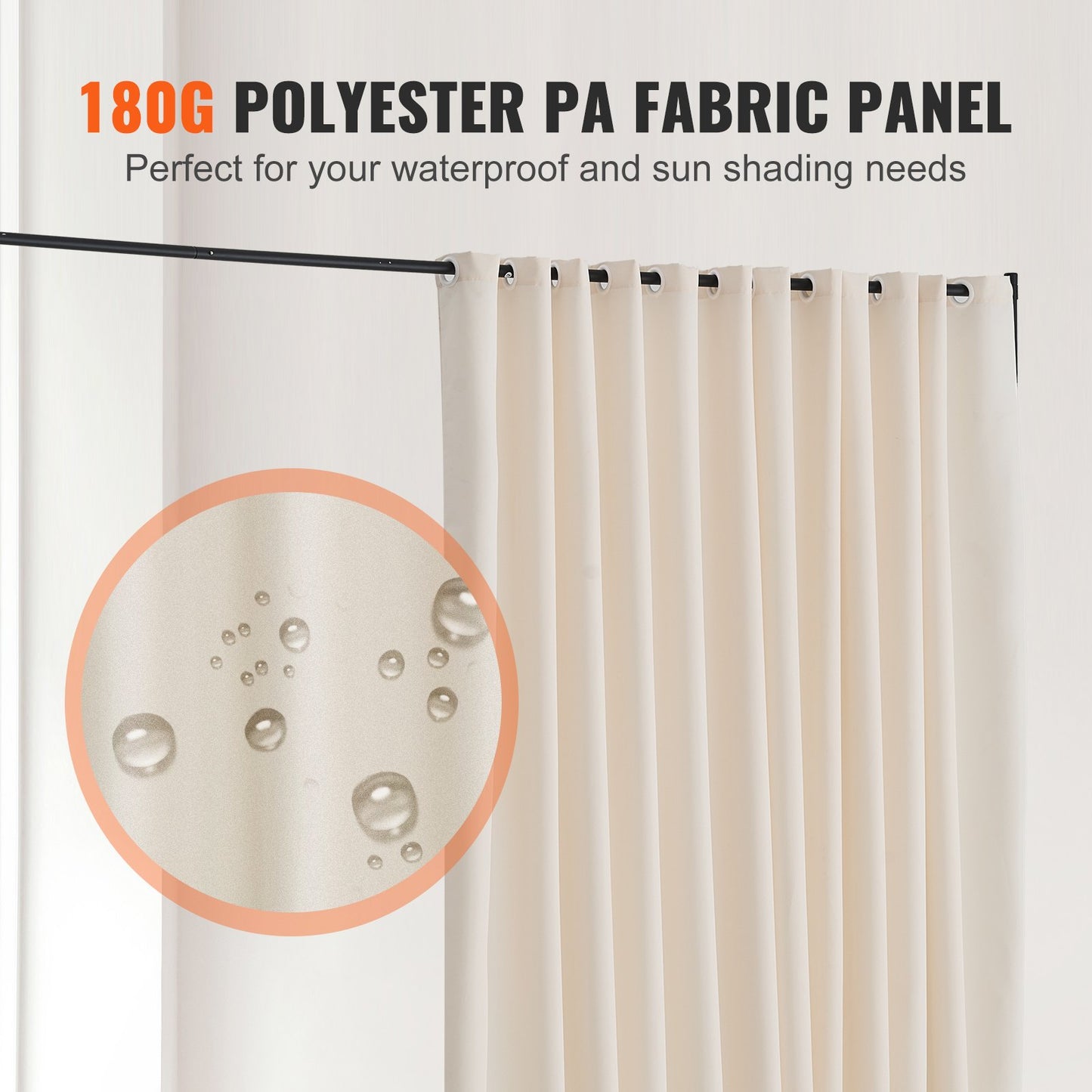 Portable Room Divider with Wheels - 96 x 120 Inch, Beige