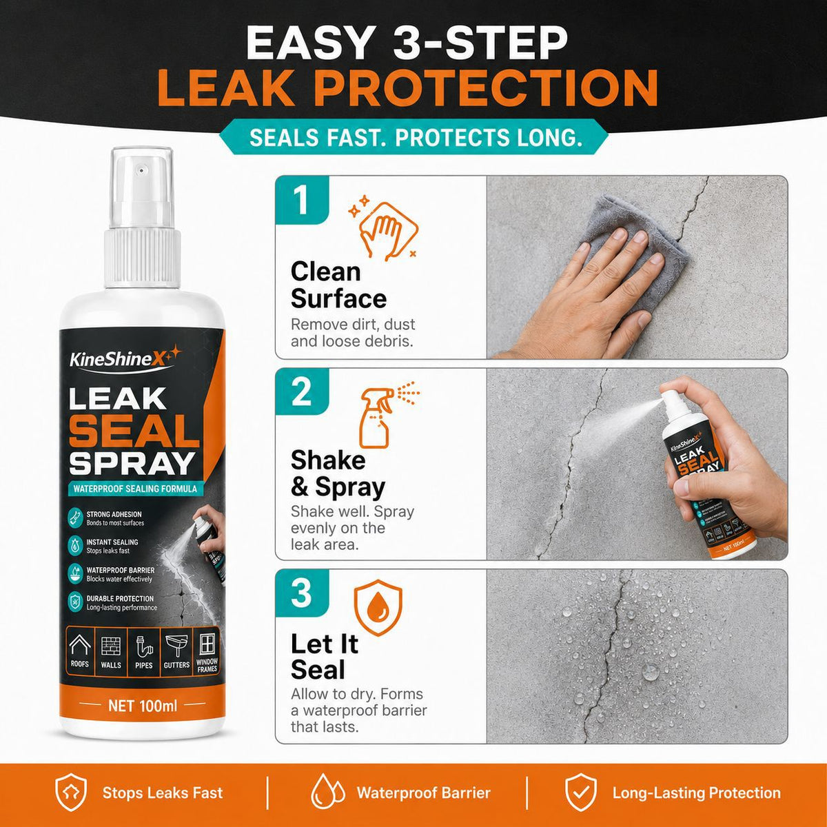 Leak-Proof Waterproof Repair Spray for Home & Garden - 50ml, 100ml Variants