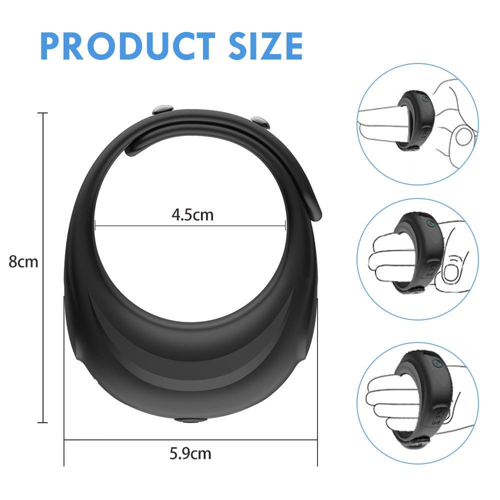 Male Lock Sperm Ring with USB Charging Vibration Massage - Black