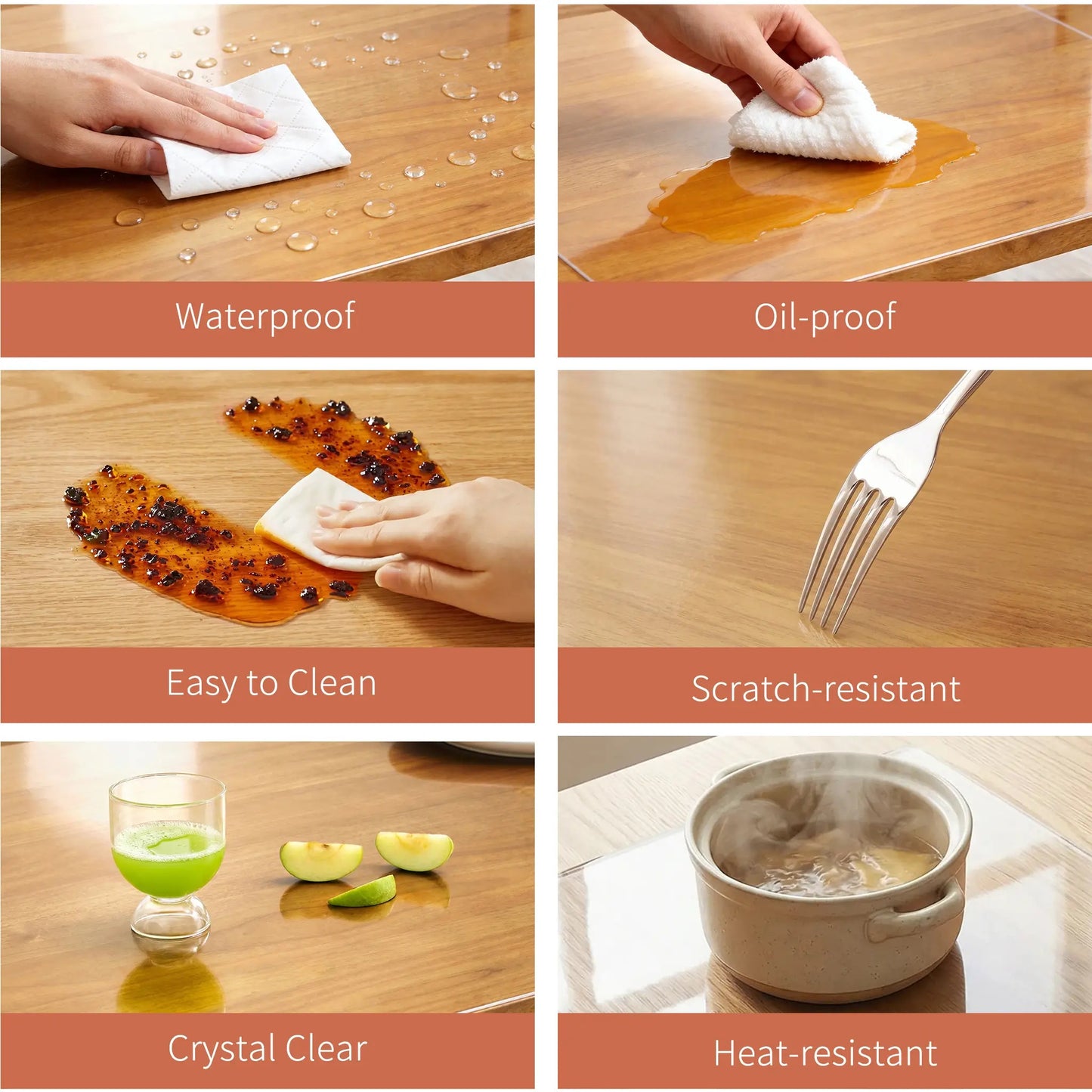 Clear PVC Table Cover - Waterproof Dining Table Protector