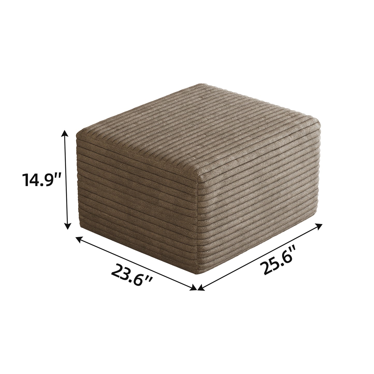 Sofa Ottoman - No Assembly Required, Camel Plush Corduroy Fabric