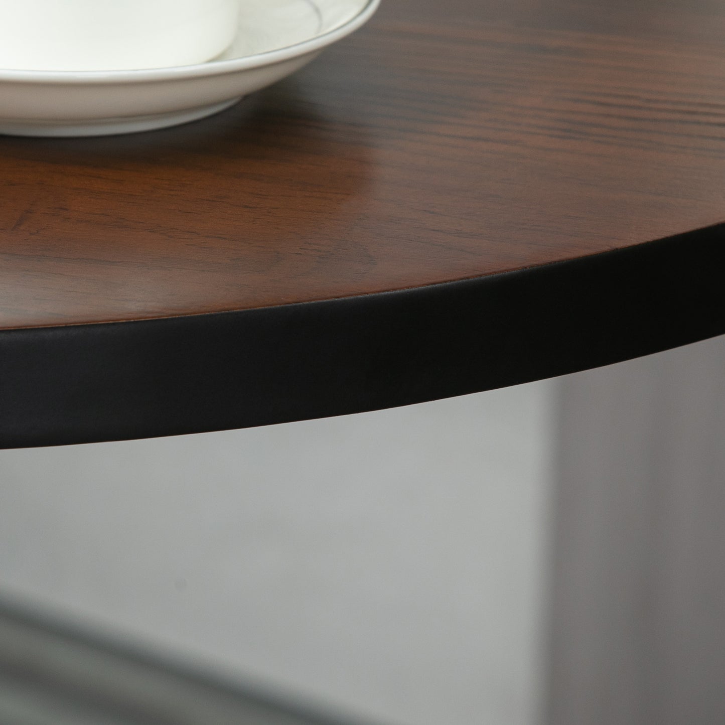 41" Rustic Industrial Round Bar Table with Elm Wood Top