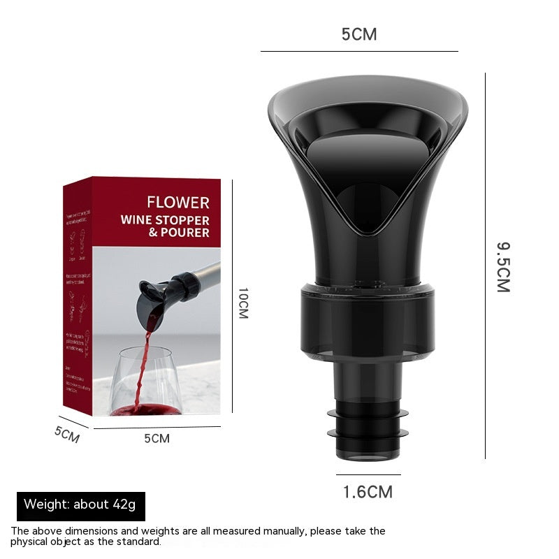Petal Style Wine Vacuum Preserver Stopper - Black