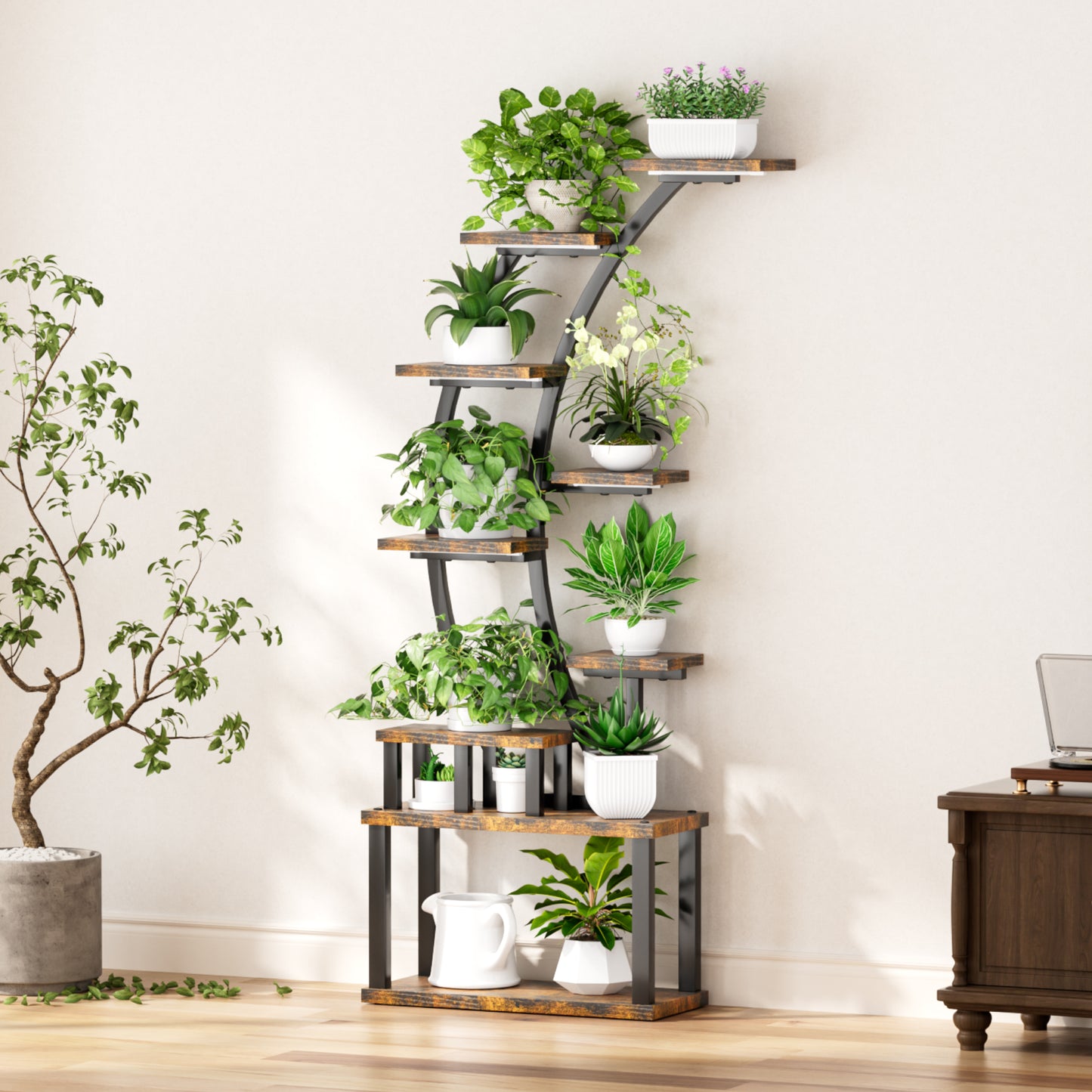 Plant Stand Indoor 9-Tiered , 63.6 Tall With 5 Grow Lights,