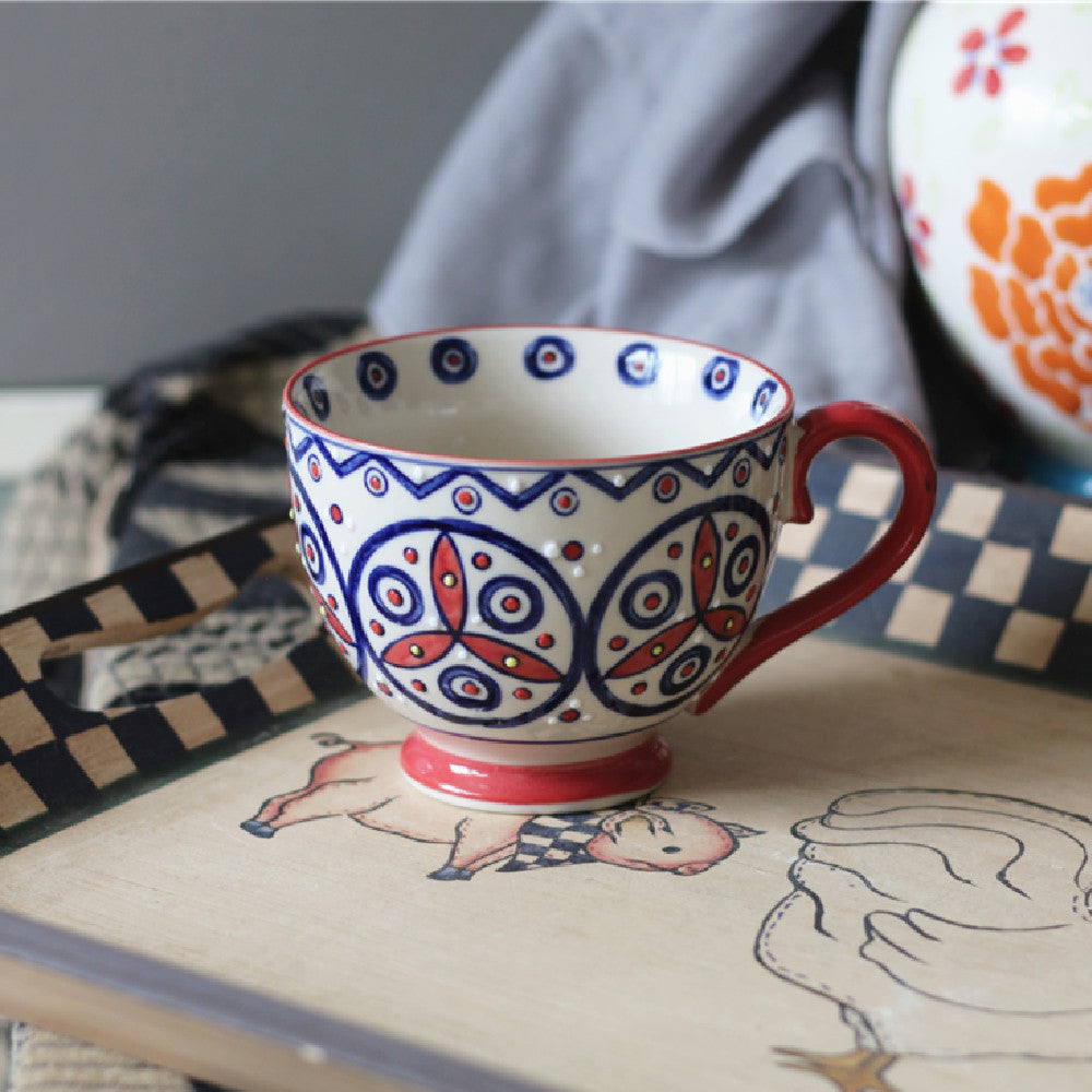 Large Capacity Ceramic Breakfast Mug for Milk and Oatmeal - Vintage Style, 400-450ml