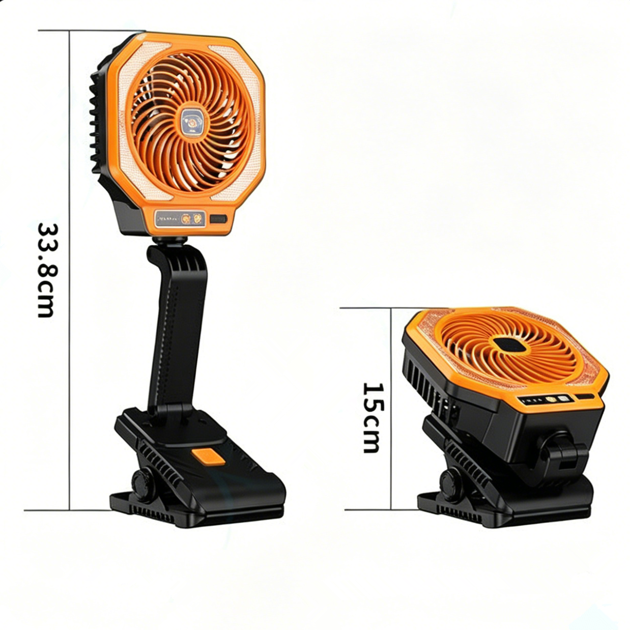 Rechargeable Portable Camping Fan with LED Light, 3-Speed, USB Type-C Charging
